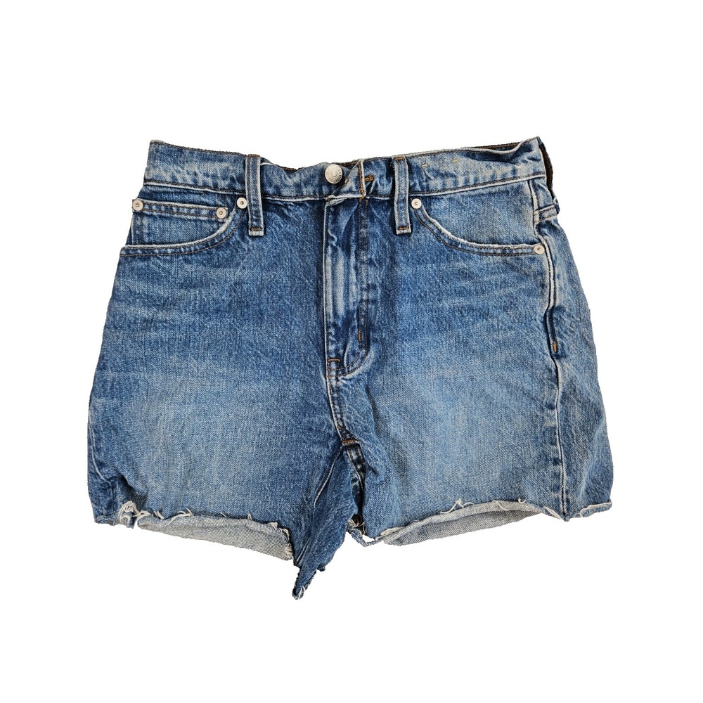 Madewell Denim Shorts Women's 25 Blue Cotton Relaxed Mid-Length Raw Hem